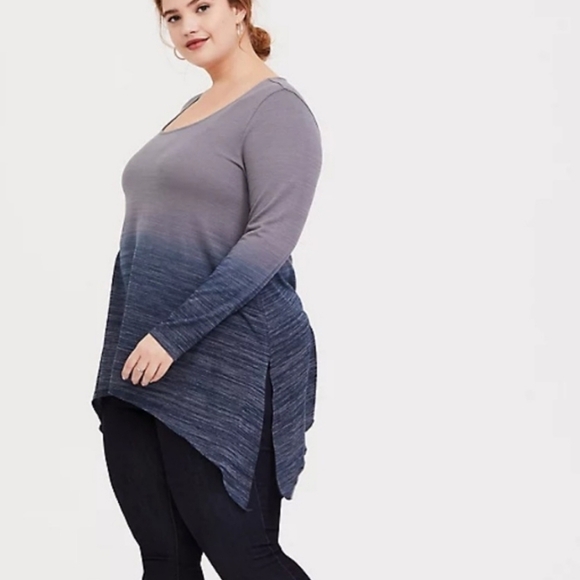 Torrid ombre sharkbite hem long sleeve top 0 - Picture 1 of 9